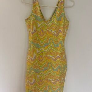 Vibrant 1960s or 1970s dress